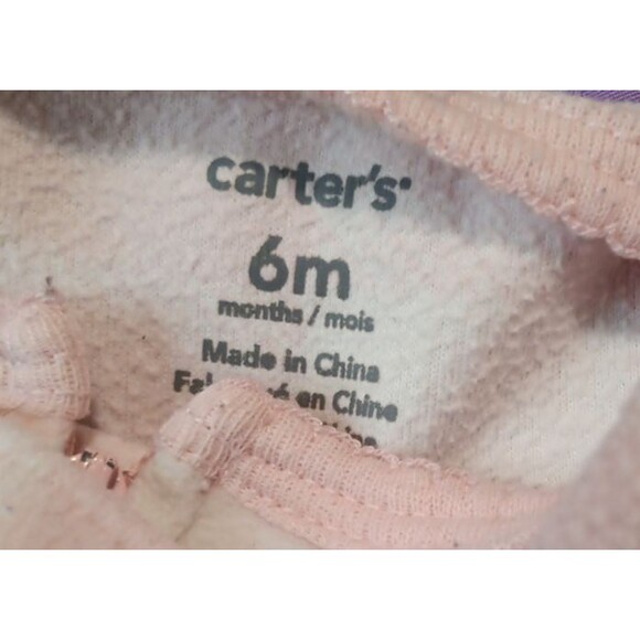 Carter's Girls 1 Piece Footed Sleeper Zip Up Fleece Pajamas Pink Bunny Size 6M - Picture 2 of 4